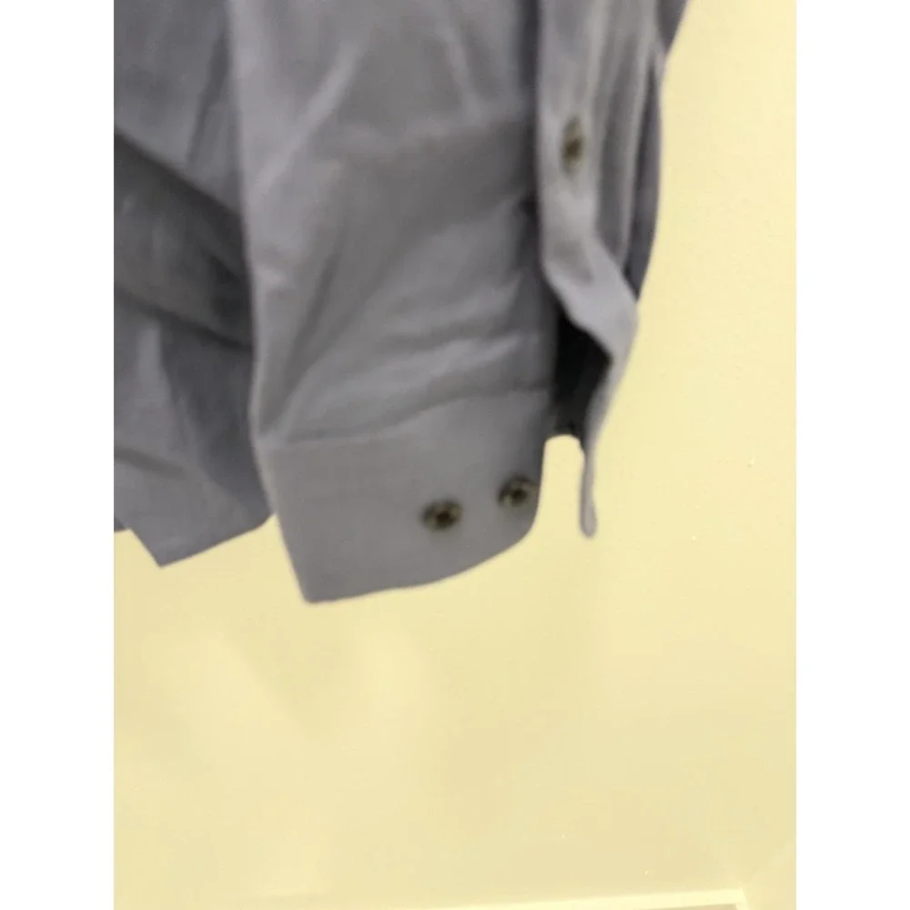 Quince Men's Large Organic Cotton Cashmere Dress Shirt Blue Gray Button Front L